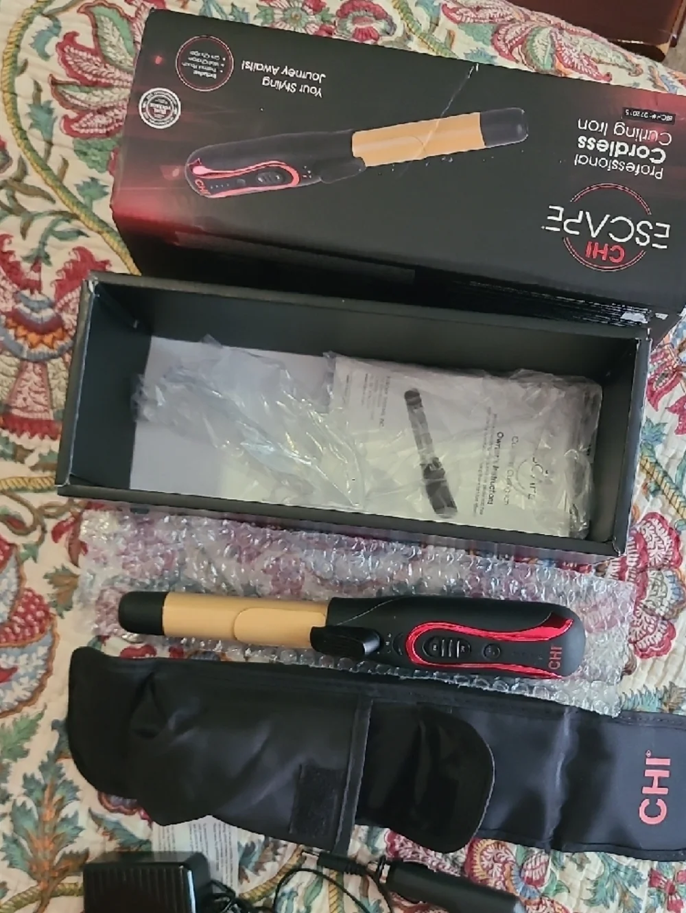 CHI Escape Professional Cordless Curling Iron - Black & Gold